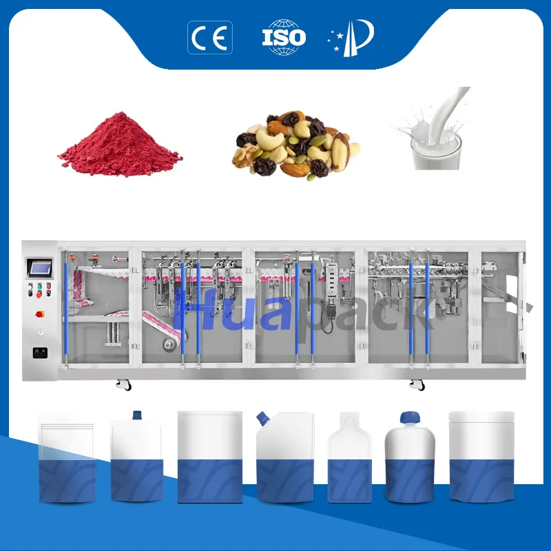 Automatic Hffs Horizontal Duplex Plastic Bag Milk Gummy Candy Liquid Sauce or Powder Tea Sachet Pouch Filling Sealing Packaging Packing Machinery for Food