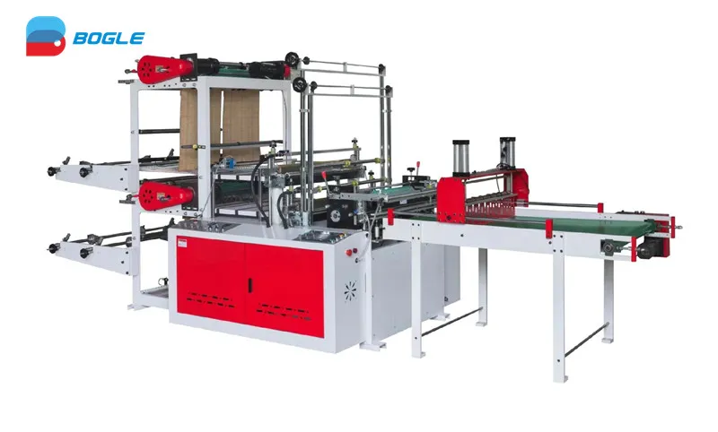 Computer Control Double Decks Four Lines Bottom Sealing Cold Cutting HDPE LDPE Poly PE Polythene Flat Open End Plastic Bag Making Machine