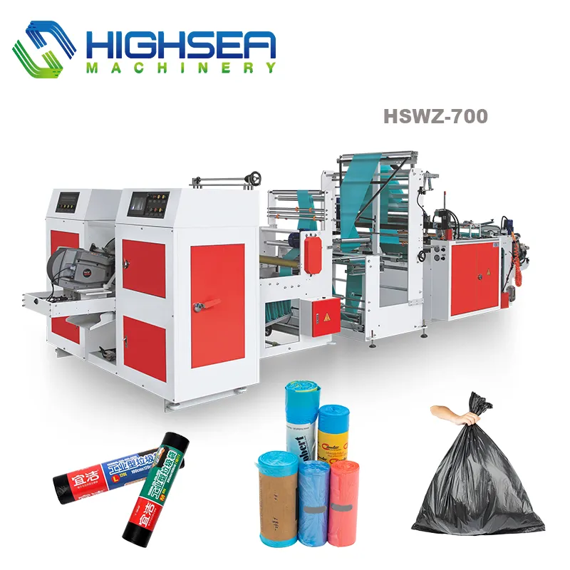 Manufacture Automatic Change Roll Bottom Sealing Big Twice V-Folding Coreless Trash Bag Plastic Bag Making Machine