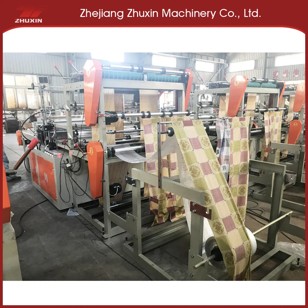 Shxj-370X4 Double Layer Four Channels Computer Hot Sealing and Cold Cutting Biodegradable Flat Bottom Plastic Shopping Bag Making Machine